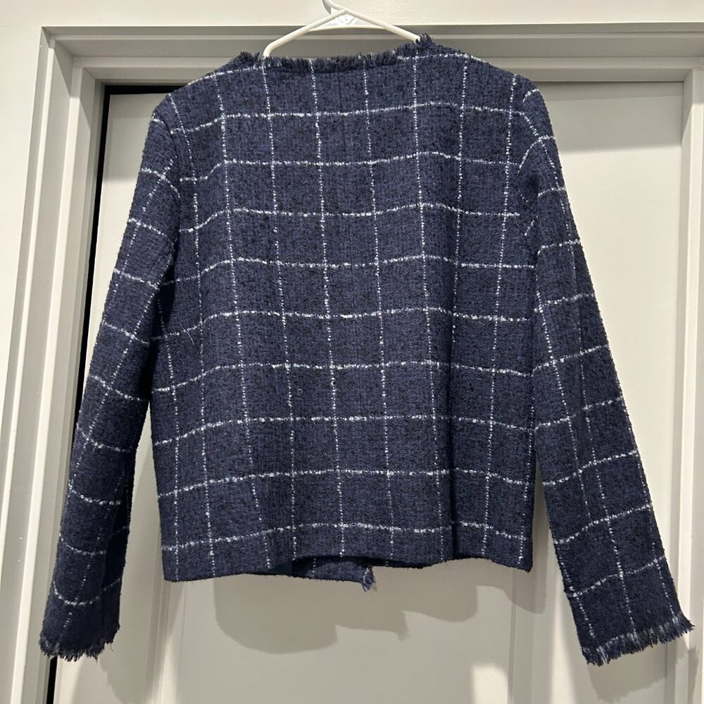 J. McLaughlin Abigail Jacket in Window Pane Navy and White - Picture 8 of 9